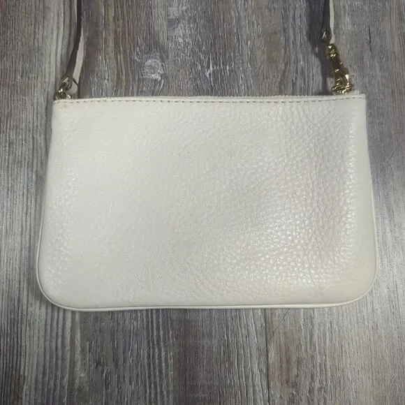 Michael Kors Fulton Wristlet Cream And Gold Zip Wallet MK Mini Purse - Picture 9 of 12